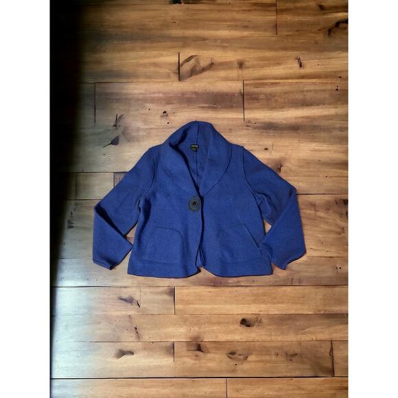 Nomadic Traders Large Blue Wool Long Sleeve Cardigan - Picture 1 of 8